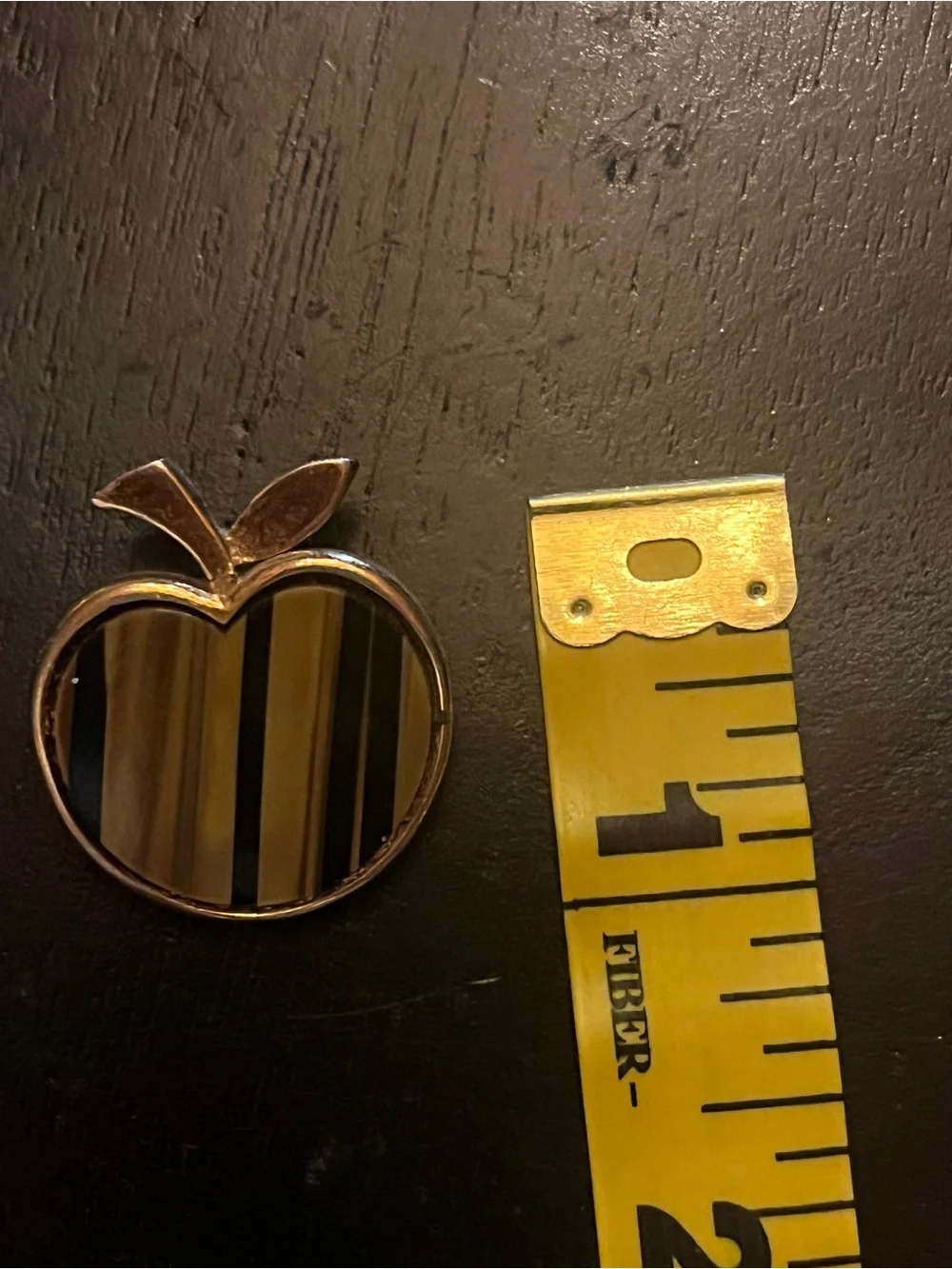 Vintage Crown Trifari Tiger Eye Apple Enamel Brooch